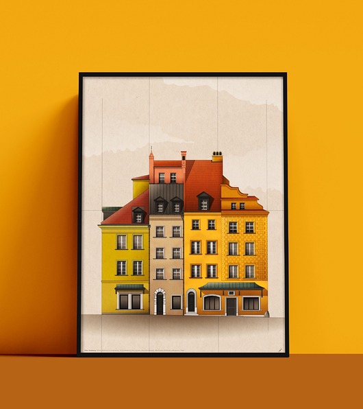 plakaty Plakat kamieniczki na Placu Zamkowym, Warszawska Starówka