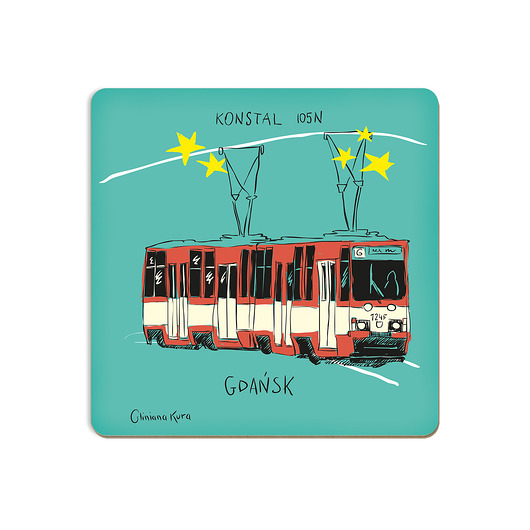 podkładki do kuchni Podkładka pod kubek Gdańsk Tramwaj Konstal 105N