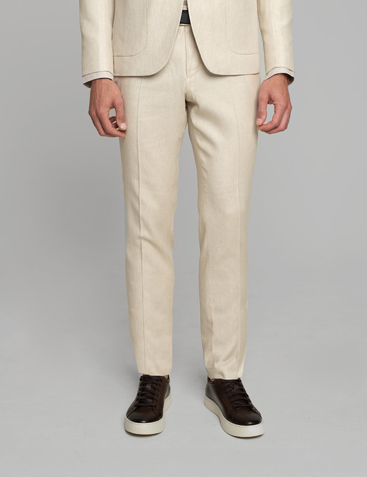 spodnie męskie Spodnie do zestawu lodrino beżowy slim fit
