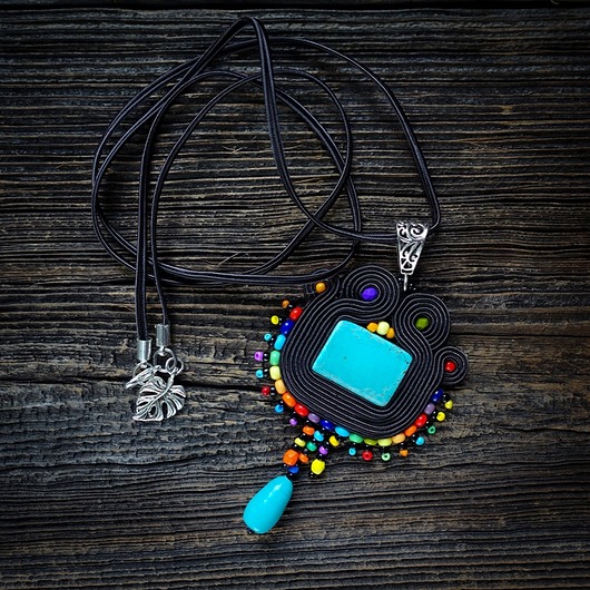 Kolorowy  naszyjnik soutache Mró Soutache