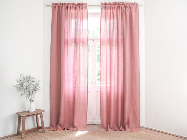 Zasłona z GRZYWKĄ  DUSTY PINK so linen!