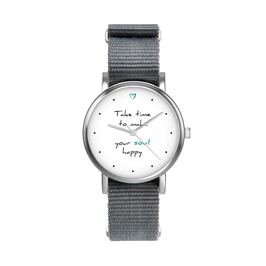 zegarki unisex Zegarek  mały - Happy soul - nylonowy, szary