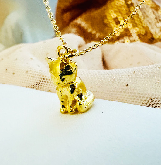 złote naszyjniki Naszyjnik z  kotkiem, kot, złoty kotek