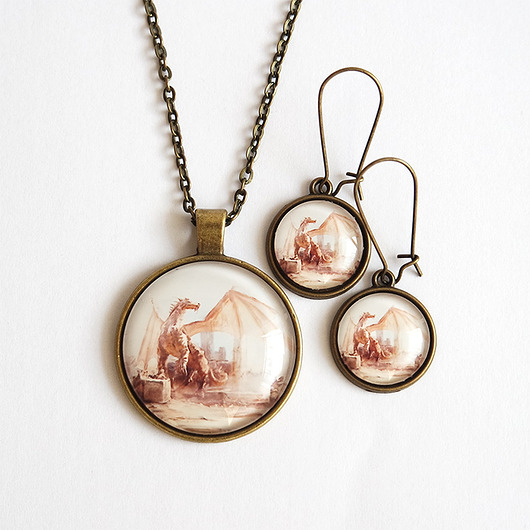 komplet biżuterii Naszyjnik i kolczyki - komplet - Smok 2