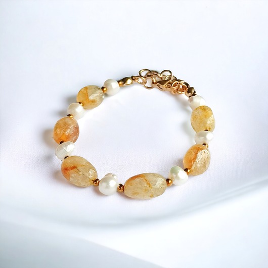 bransoletki z kamieni naturalnych Cytryn & PERŁY - bransoletka