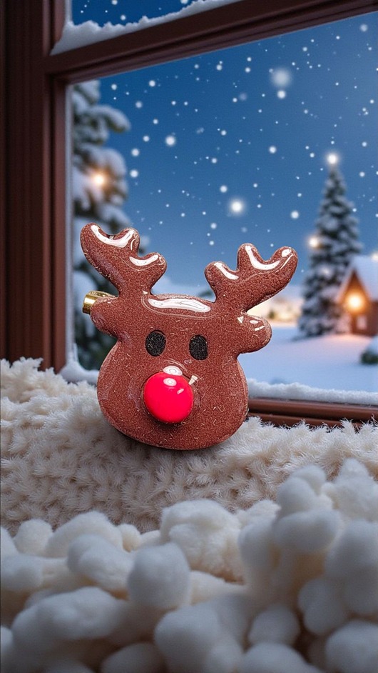 broszki Świąteczna broszka reniferek handmade