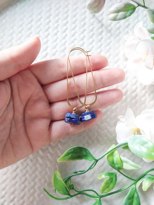 Kolczyki chwosty lapis lazuli w mosiądzu by Matusevic