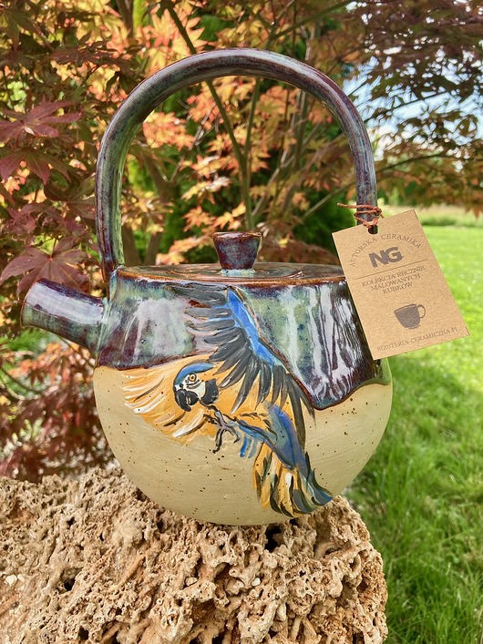 Imbryk ręcznie malowany "Ara" NG Autorska bizuteria ceramiczna