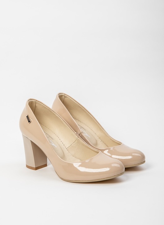 czółenka damskie SKÓRZANE CZÓŁENKA ZAPATO 042 KOLOR BEŻ LAKIER