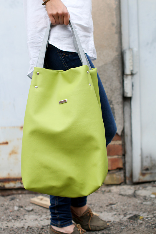 Shoper Bag Green apple & Grey z zamkiem equipo