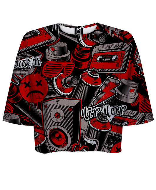 t-shirt damskie DR.CROW T-shirt Krótki CROP Graffiti Spray