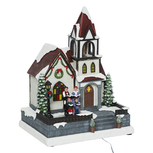 dekoracje świąteczne Dekoracja - scenka LED 30x23x18 cm  z kościołem KYRKA