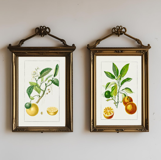 grafiki i ilustracje DWA PLAKATY galeria botaniczne owoce cytrusowe