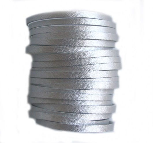 Bransoleta skórzana srebrna aluminium Mikashka