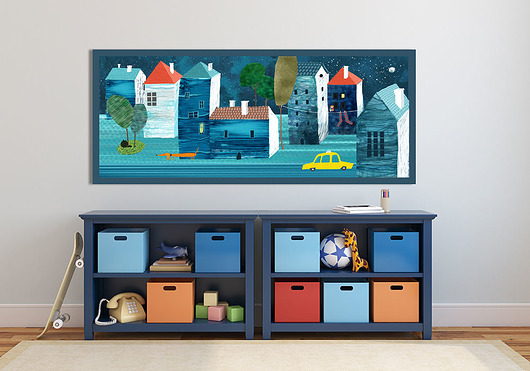 OBRAZ NA PŁÓTNIE - 120x50cm Domki NOWdeco