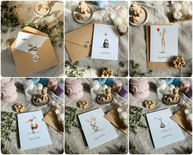 kartki okolicznościowe - wydruki Karta urodzinowa zwierzaki-pluszaki