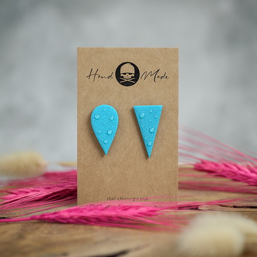 kolczyki z masy plastycznej Kolczyki Nie Do Pary - turkusowe