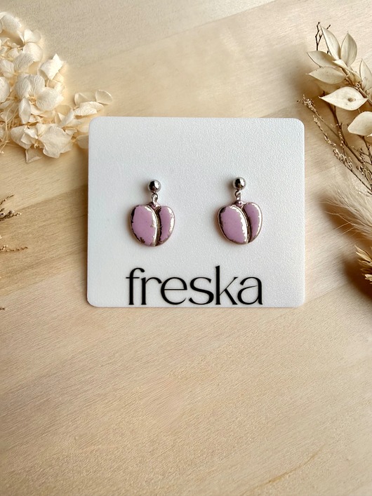 kolczyki z masy plastycznej Kolczyki Tulipany brudny róż ze srebrem