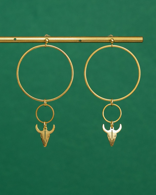 kolczyki - inne Złote kolczyki geometryczne z rogami