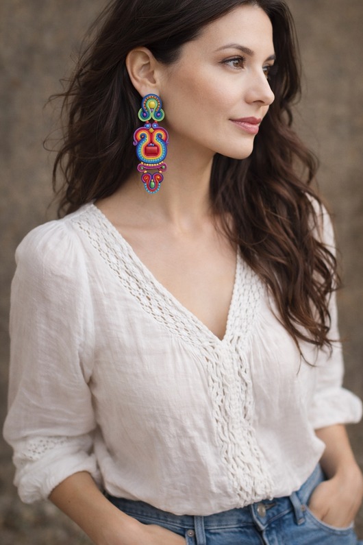 kolczyki soutache Duże i kolorowe kolczyki sutasz