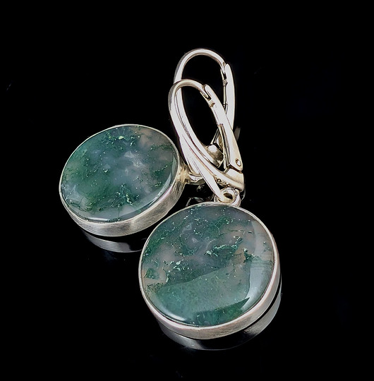 kolczyki srebrne Kolczyki srebrne szaepty mchu- agaty mszyste