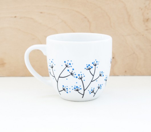 Gałązki 03 - niebieskie - kubek porcelanowy miamilu