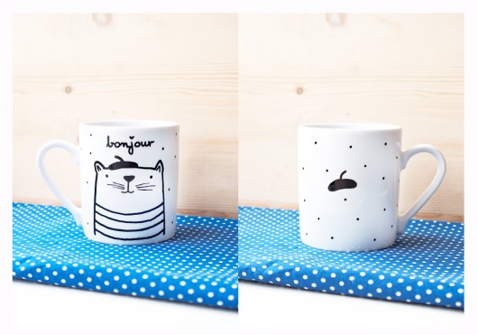 Bonjour kocie - kubek porcelanowy  miamilu