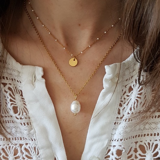 zestaw łańcuszków z perłą LEI handmade 