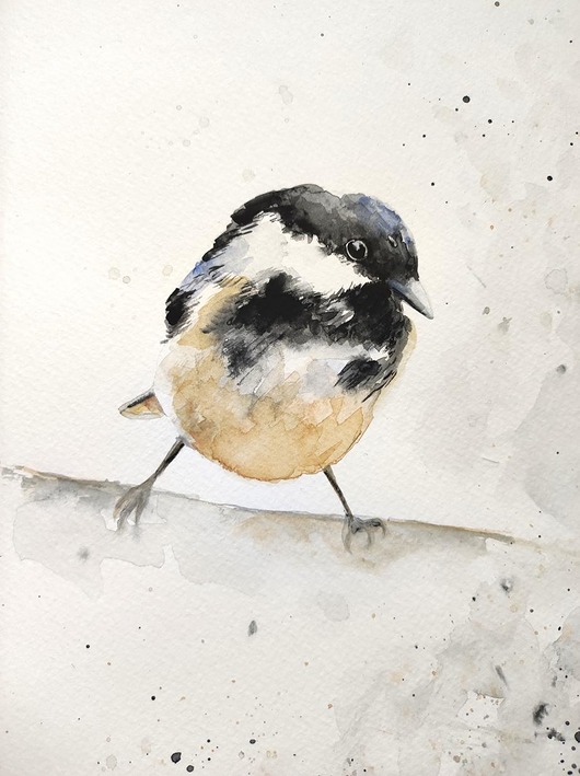 Akwarela Sikorka Sosnówka Wiktoria Borys Art