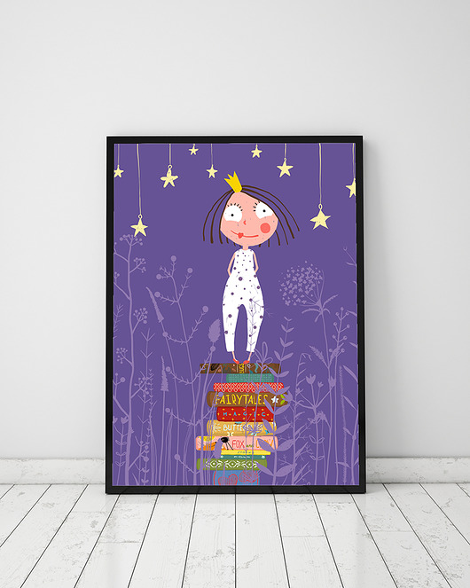 plakat. królewna i książki Love Life and Forest