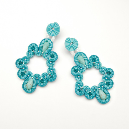 kolczyki soutache Turkusowe kolczyki sutasz duże
