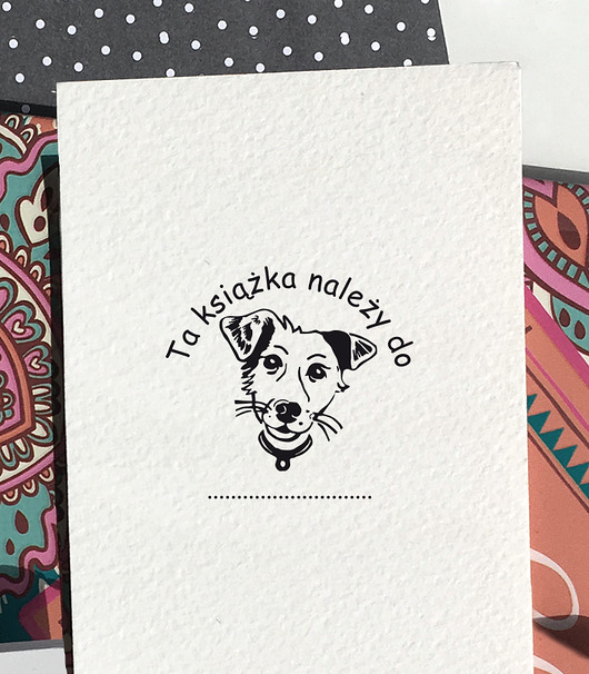 stemple PIESEK pieczątka z napisem"Ta książka należy do..."