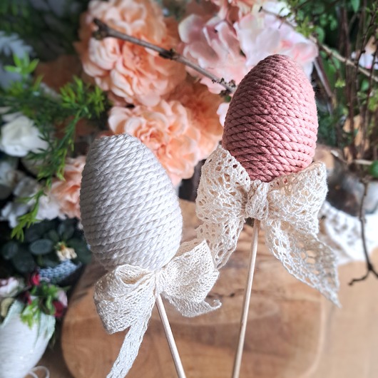 jajka wielkanocne Jajko na patyczku - ozdoba wielkanocna, pisanka makrama