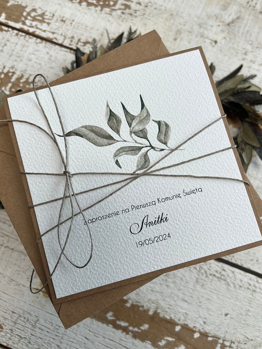 zaproszenia na komunię Wyjątkowe personalizowane minimalistyczne ręcznie robione zaproszenia na komu