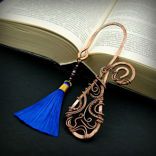 zakładki do książek Ozdobna zakładka do książki z lapis lazuli wire wrapping