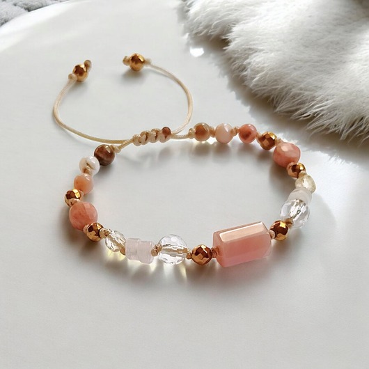 bransoletki z kamieni naturalnych RADOŚĆ ŻYCIA - amulet - k. słoneczny, opal, k.górski, cytryn, k. różowy
