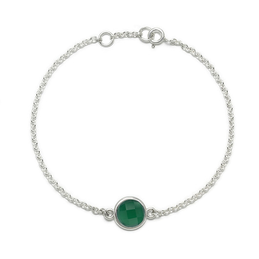 bransoletki srebrne Aura - Bransoletka srebrna z zielonym onyksem