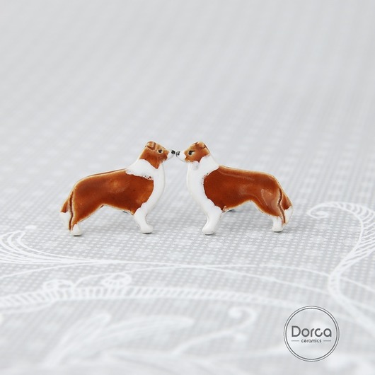 Border collie - ceramiczne kolczyki Dorca