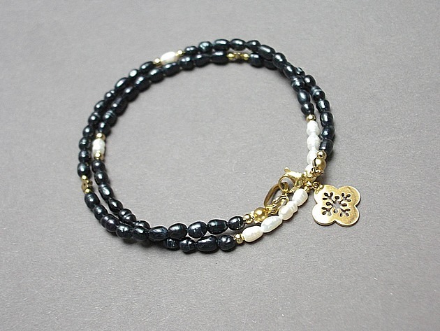chokery Pearls /navy blue/ perły naturalne vol. 5- choker
