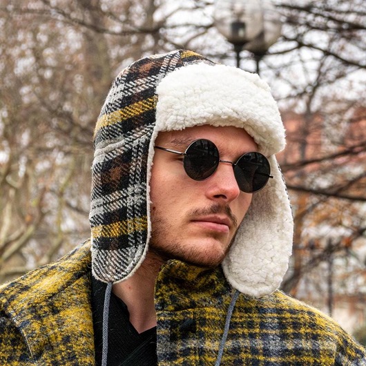 czapki i kapelusze męskie Ciepła Czapka W Stylu Aviator Z Nausznikami