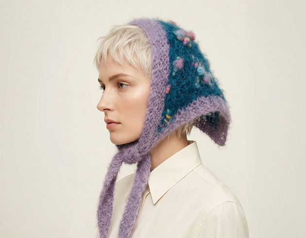 czapki damskie Chustka na głowę w puchate kropki