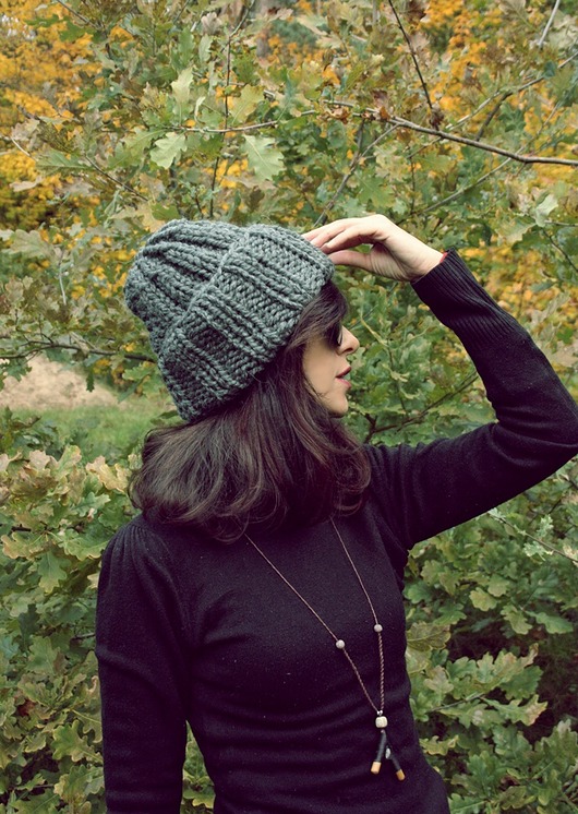 czapki damskie Chunky Alpine Alpaca beanie szara czapka