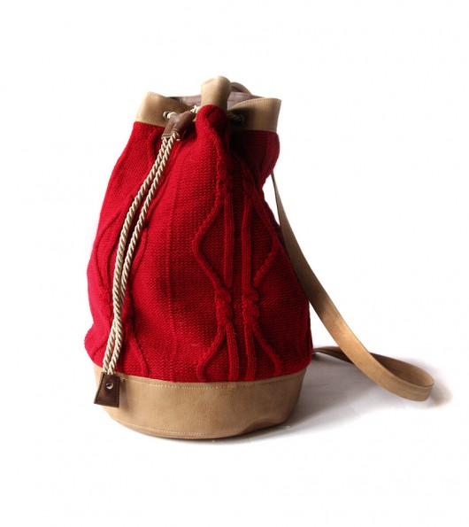  worek plecak - beige&red - elfagado