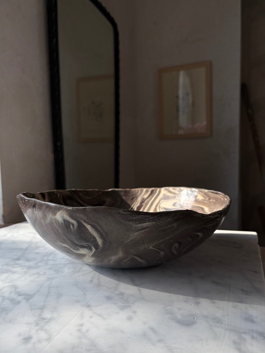 talerze, miski Ceramiczna Okrągła Misa na Sałaty XL Marble Effect