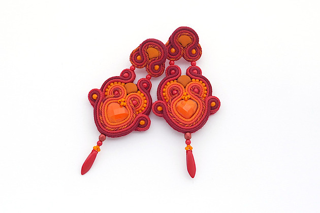 kolczyki soutache Lato w kolorze czerwonym
