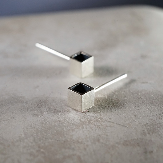 kolczyki srebrne QUADRO - srebrny minimalizm