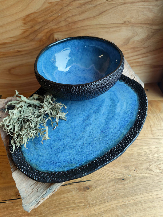 patery i talerze Ceramiczna patera/talerz  "błękitne oko"