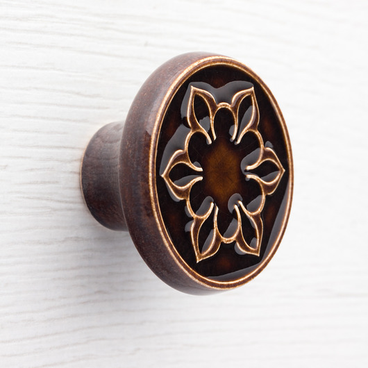 gałki do mebli Ceramiczna gałka do mebli, ciemnobrązowa, wz.2, ręcznie robiona