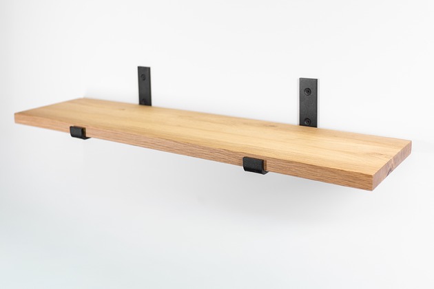 półki Loftowa półka dębowa z czarnymi podpórkami 70x17 cm