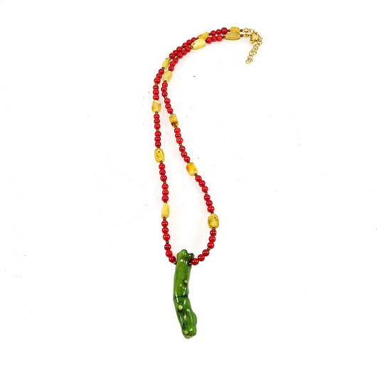 kolie Grass Green koral naszyjnik v. 3